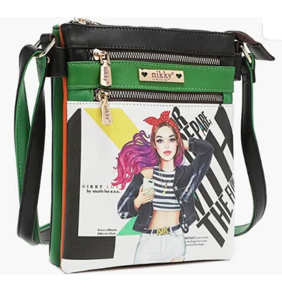NIKKY DOUBLE ZIPPER CROSSBODY COLLEGE GIRL - Picture 2 of 3
